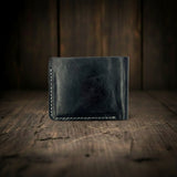 Full Grain Leather Dollar-Size Bifold Wallet – Midnight Black