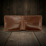 Full Grain Leather Dollar-Size Bifold Wallet – Coffee Brown